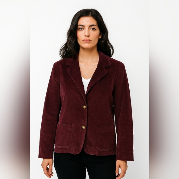 L.L. Bean Jackets & Blazers - L.L. Bean Womens Deep Wine Size 18 Classic Corduroy Farmhouse Country Jacket‎